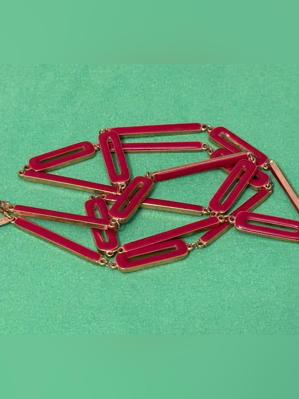 Jones New York Gold-Tone Pink Enamel Link Necklace